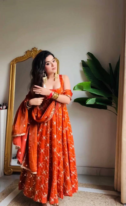 Radiant Elegance: A Vision in Orange Glamour