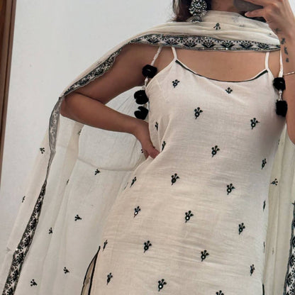 Luxe Black and White Embroidered Salwar Suit