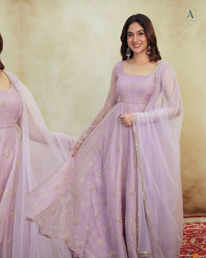 Pastel Green Embroidered Anarkali Suit