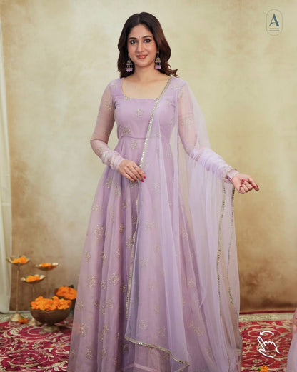 Pastel Green Embroidered Anarkali Suit