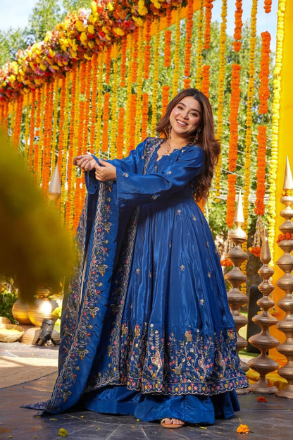 Festive Royalty Wine Anarkali Set