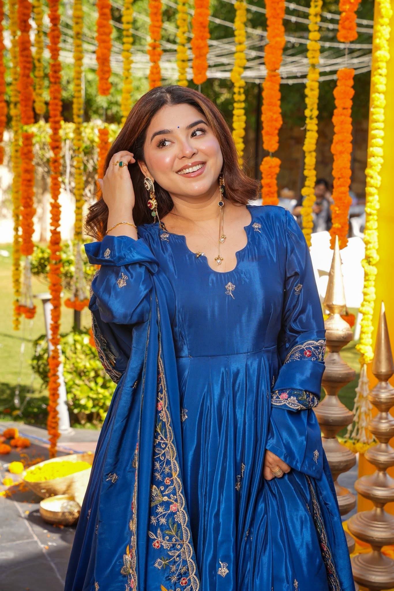 Festive Royalty Wine Anarkali Set
