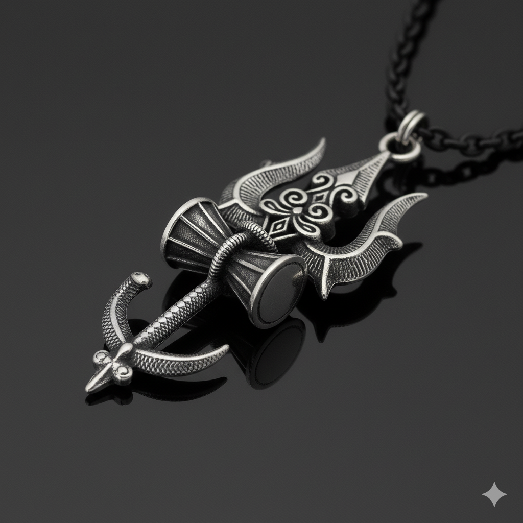 Handmade Shiv Trishul Damru Pendent